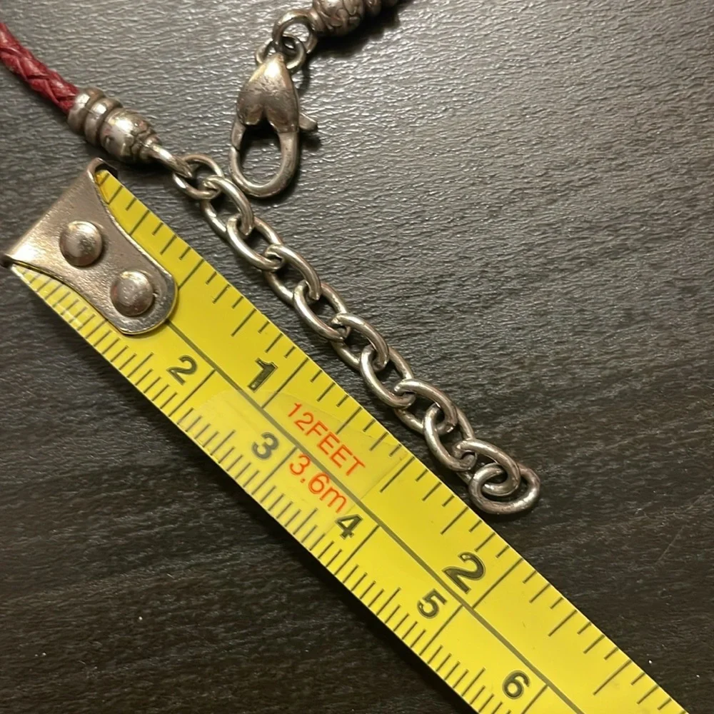 Red Braided Leather Bracelet with Silver Accent - Picture 5 of 6